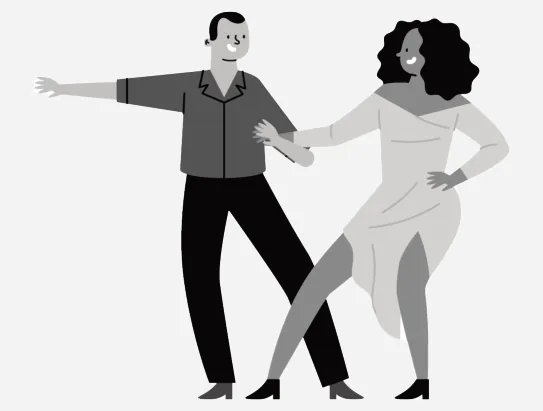 Illustratie van een man en een vrouw die salsa dansen.
