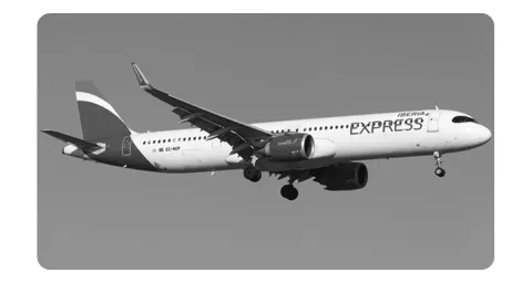 Een vliegtuig van Iberia Express in de lucht.