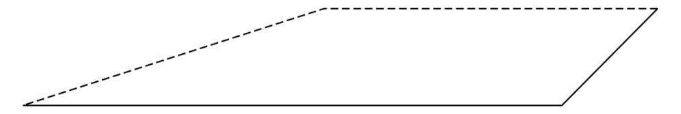 Uitwerkbijlage: het grondvlak van de piramide in perspectief, een parallellogram met een doorgetrokken voorzijde en rechterzijde en een gestippelde achterzijde en linkerzijde.